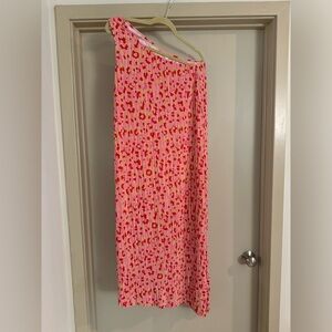 NWOT Pink Leopard Print Crinkle Maxi Dress